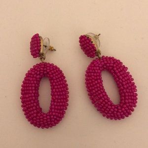 J. Crew pink oval beaded dangle earrings